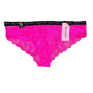NWT Juicy Couture Intimates Hot Pink Lace Cheeky Panties - XL